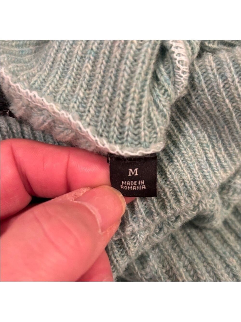 Scotch & Soda Men's Mint Green 100% Wool Rib Knit Turtleneck Sweater Size Medium - Picture 8 of 9
